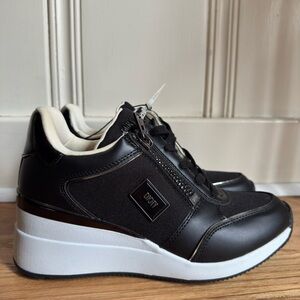 DKNY Black and White Wedge Sneakers